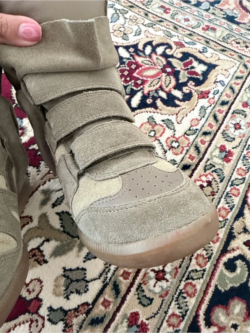Isabel Marant Taupe High-Top Suede Wedge Sneakers